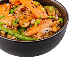 Savory teriyaki chicken bowl with vegetables and rice