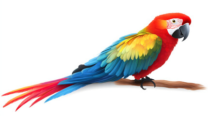 Fototapeta premium Colorful parrot sitting on a branch with white background.