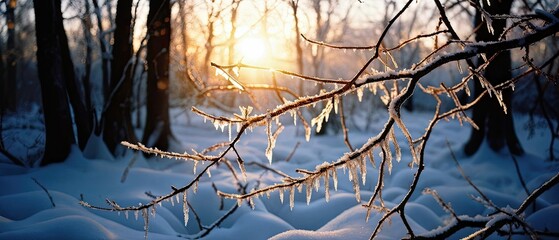 Wintery Sunset in the Forest