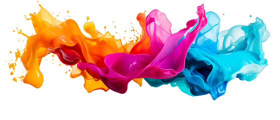 Fototapeta premium bright neon mixed multi color colorful cream liquid paint ink splash swirl wave on a transparent background