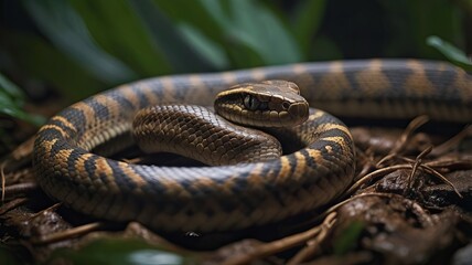 Obraz premium Realistic close up shot of deadly snakes ,poisonous snake ,viper snake ,cobra ,black mamba ,Ai gen