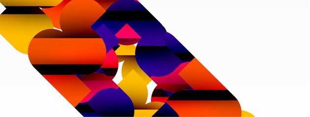 Abstract background. Colorful geometric curve shapes with black shadow lines effects