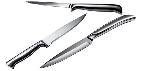 Modern knife set isolated on white and transparent background