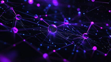 Obraz premium Vibrant abstract network structure with purple and blue elements. Perfect for technology, science, and digital themes.