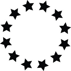 Webblack round stars frame  transparent background