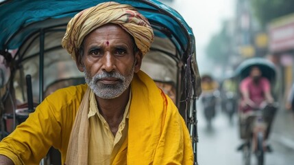 Portrait of a Rickshaw Driver in India
