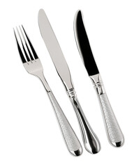 Silver Fork, Knife, and Spoon Set Isolated on Transparent Background, Elegant Tableware for Culinary and Hospitality Use