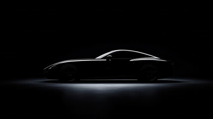 Naklejka premium A minimalist black wallpaper with subtle textures of a sleek car silhouette