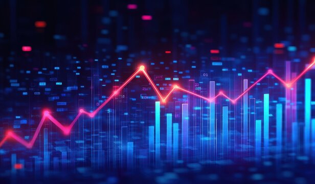 Abstract Digital Data Visualization with Bright Colors