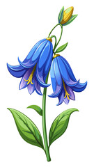 Charming Bluebell Flowers Illustration with Vibrant Blue Petals and Green Stems - Ideal for Spring and Nature-Themed Designs, Bluebell Flowers Vector, Bluebell Vector Illustration