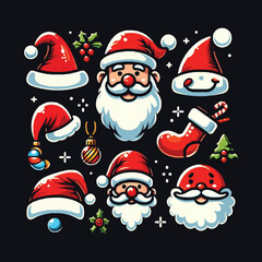 Festive Christmas Santa Tee – Bold Colors, Black Background
