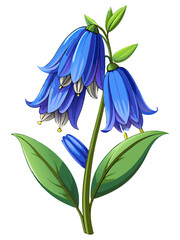 Obraz premium Charming Bluebell Flowers Illustration with Vibrant Blue Petals and Green Stems - Ideal for Spring and Nature-Themed Designs, Bluebell Flowers Vector, Bluebell Vector Illustration