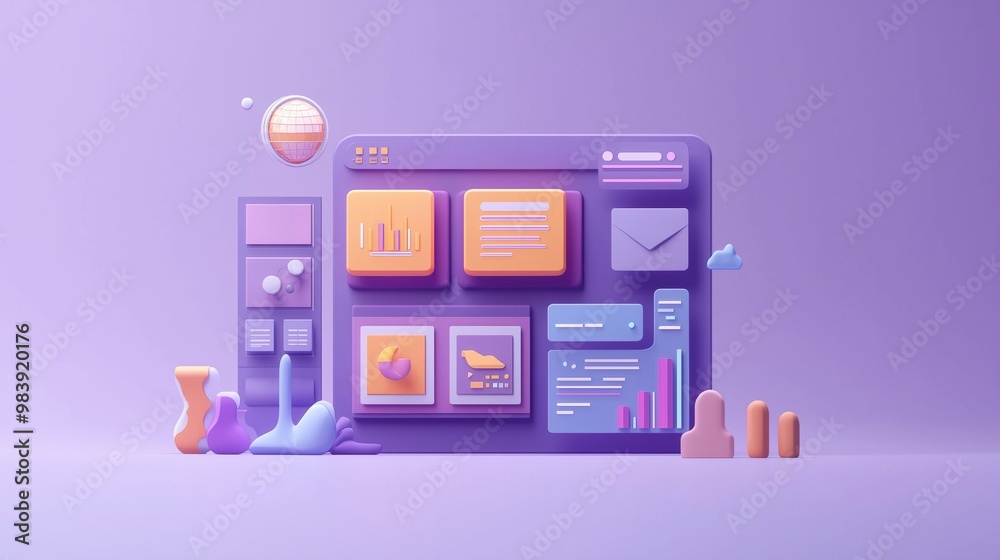 Poster web ui-ux design, web development concept. web design, application design, coding, and web building 