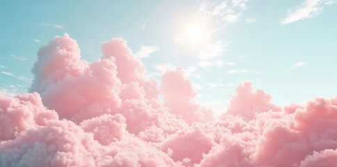 Fototapeta premium Sun shining through pink and purple cloudscape at sunset