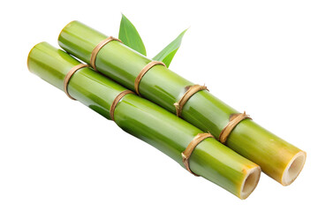 Close-up of two green bamboo shoots with natural texture