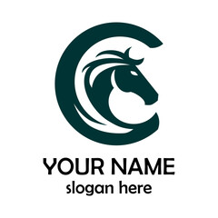 a green and white logo with a horse head on it