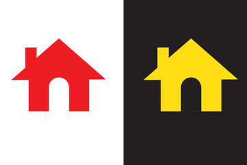 Minimalistic red and yellow house icon