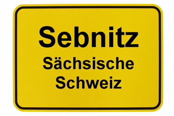 Illustration eines Ortsschildes von Sebnitz in der Sächsischen Schweiz