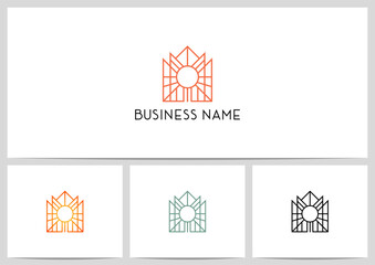 Building Outline Sunlight Rays Logo Design