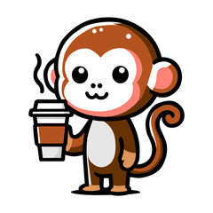 a monkey with a cup of coffee in his hand