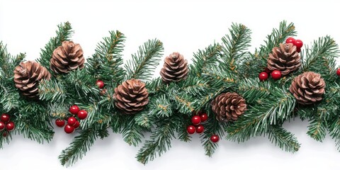 A horizontal garland made of lush, vibrant green pine branches