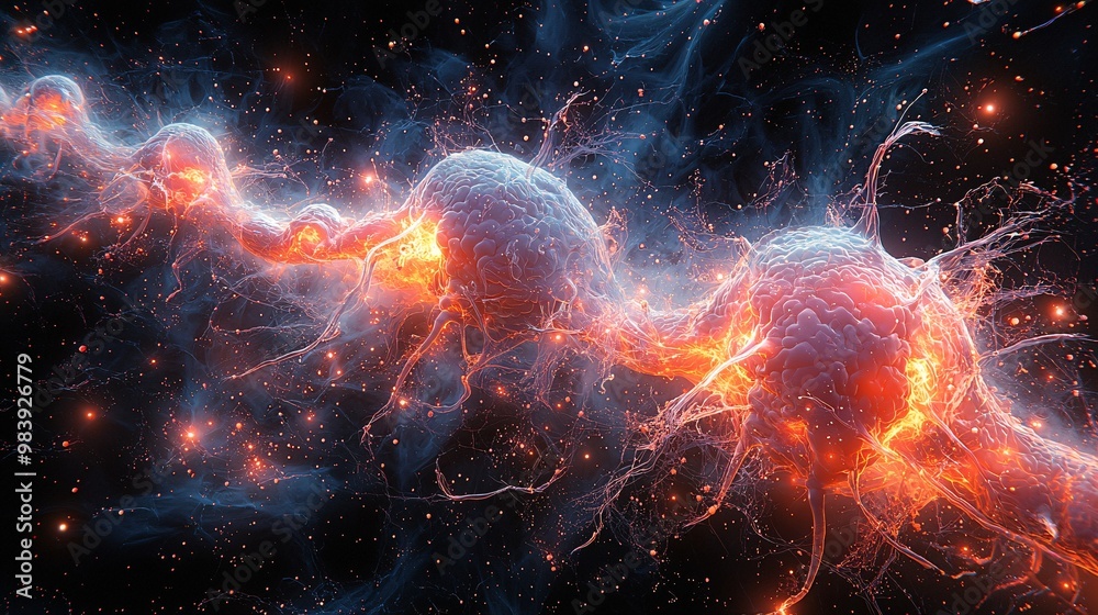 Wall mural a layered visual showing how inflammation in ms causes a breakdown in neural communication throughou