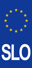 Slovenian Euroband with National Symbol: Blue Background Representing European Union and Slovenian Identity for Vehicle Registration.