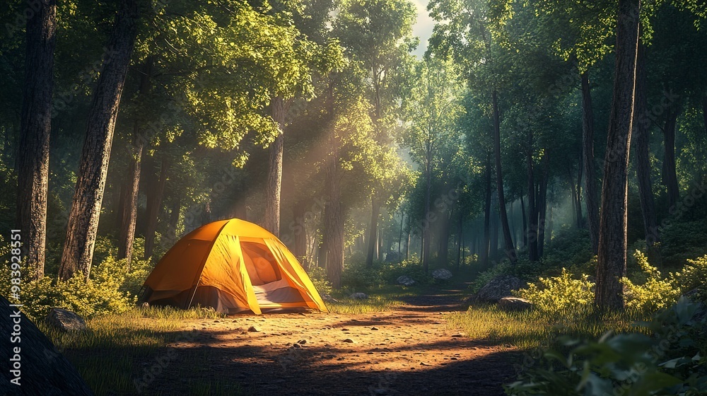 Wall mural camping in the forest