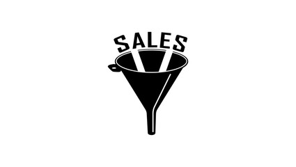 Sales funnel emblem ,  black isolated silhouette