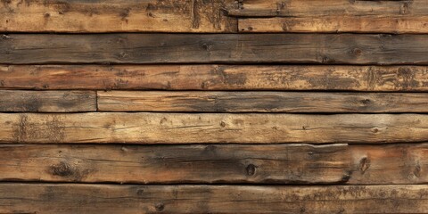 Obraz premium A seamless pattern of rustic wooden planks forming a horizontal wall.