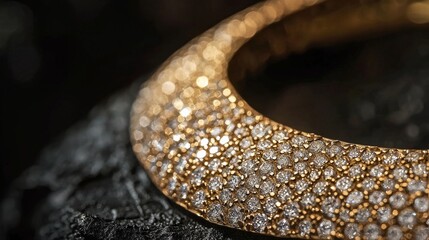 close-up of a modern gold necklace embedded with diamonds, the raw shine of the jewels contrasting with the matte finish of the gold, designed with contemporary elegance in mind