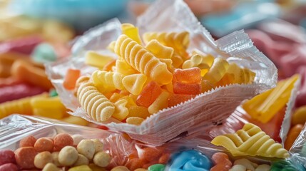 Consumer Health Concern - Surreal Composition of Processed Food Packages with Chemical Warnings