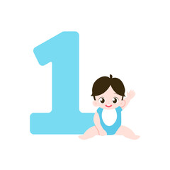 Baby Birthday Number One Light Blue