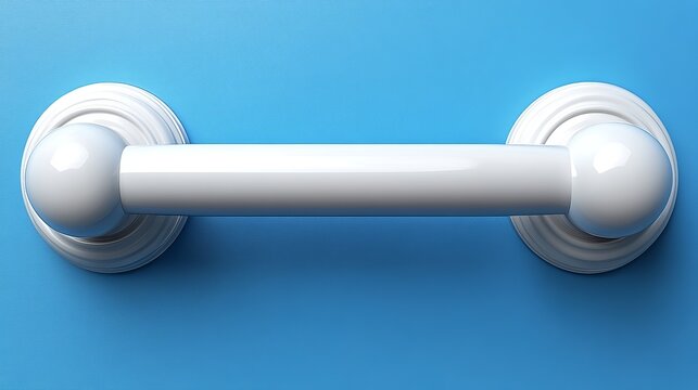 A clean, modern grab bar against a blue background, ideal for promoting safety and accessibility in residential or commercial spaces.
