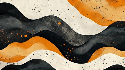 Obraz premium Abstract Watercolor Design with Wavy Shapes and Splashes