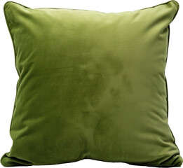 Olive green cushion isolated on transparent background as mockup 1