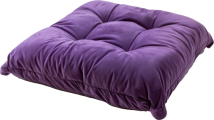Purple cushion isolated on transparent background as mockup 4