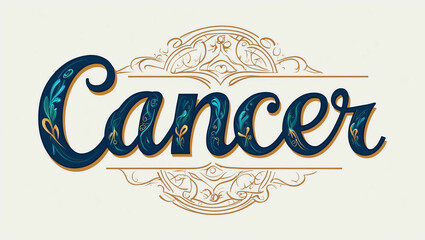cancer typography lettering decorative design on plain white background