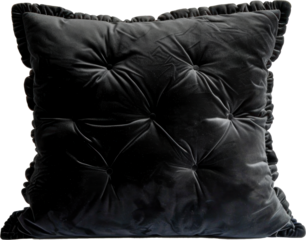 Black isolated cushion on transparent background as mockup 2