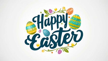 happy easter typography lettering decorative design on plain white background