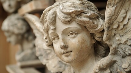 Angel Sculpture with Detailed Facial Features