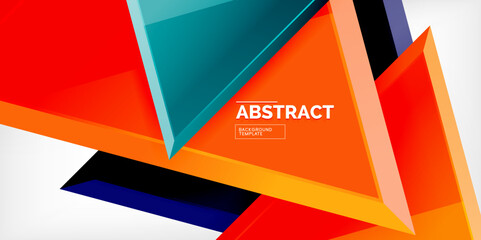Abstract background - colorful triangles with 3d effect. Vector Illustration For Wallpaper, Banner, Background, Card, Book Illustration, landing page