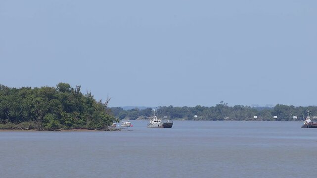 Boats Navigating River Near Blaye