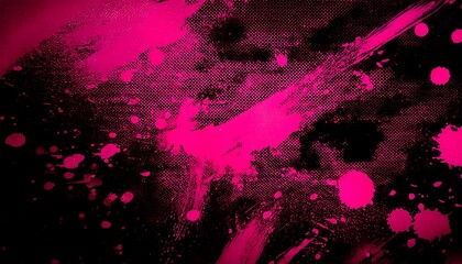 Abstract Pink and Black Paint Splashes on a Textured Surface