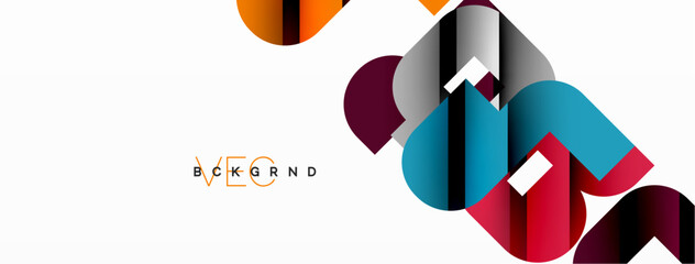 Abstract background. Colorful geometric curve shapes with black shadow lines effects