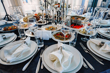 festive table setting for a wedding banquet or a solemn event.