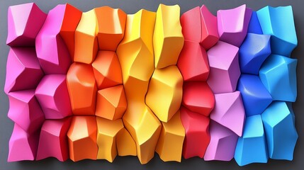 A vibrant abstract composition of colorful geometric shapes creating a dynamic and visually striking artwork.