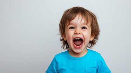 Emotional close-up portrait of a distressed child crying out of fear, showcasing vulnerability and intense emotion. 