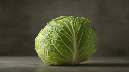 Fototapeta premium A close-up picture of a single, fresh cabbage. It's organic and the background has been removed for easy use.