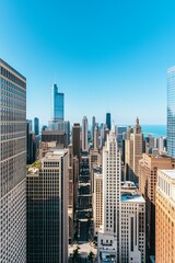 Obraz premium An overview landscape of the metropolis. Beautiful view of modern high-rise buildings. Downtown. The business center of the city.